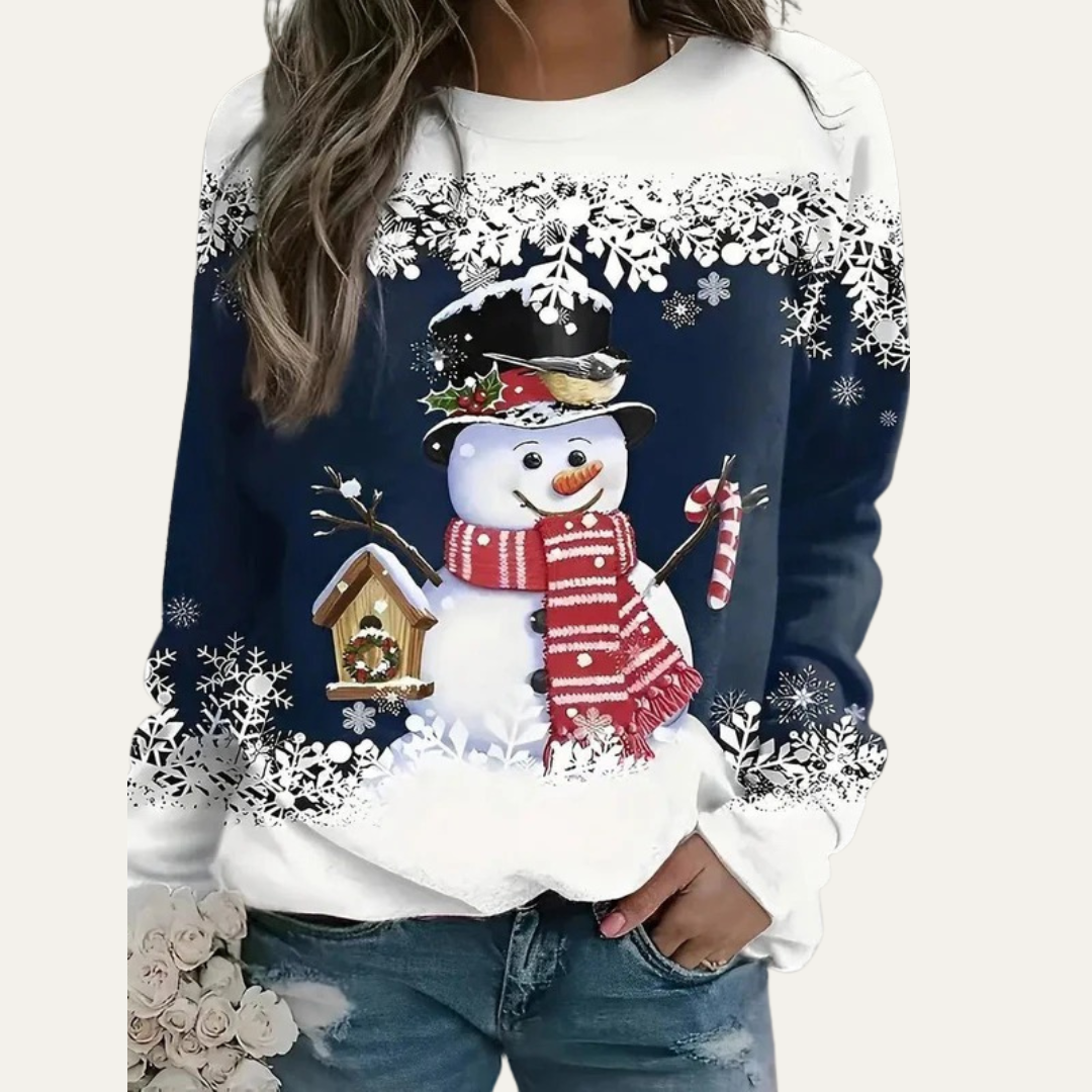 VogeLuxe | Women’s Festive Snowman Crewneck Sweatshirt 3