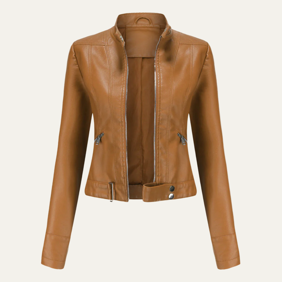 VogeLuxe | Women’s Fitted Faux Leather Jacket 1