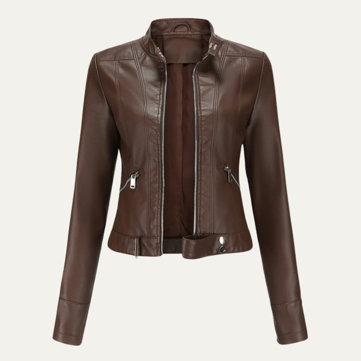 VogeLuxe | Women’s Fitted Faux Leather Jacket 2