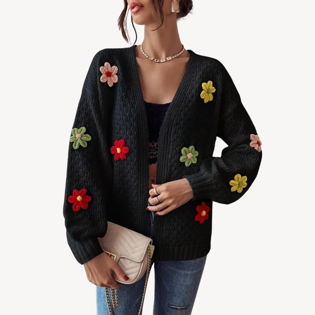 VogeLuxe | Women’s Floral Knit Button Cardigan 0