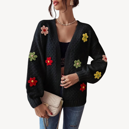 VogeLuxe | Women’s Floral Knit Button Cardigan 0