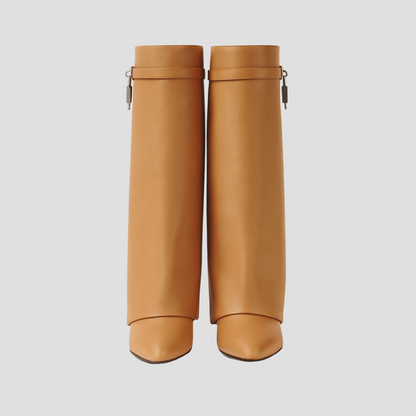 VogeLuxe | Women’s Fold-Over Leather Knee-High Boots 2