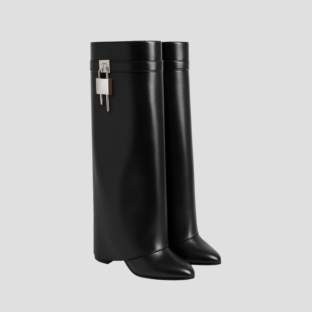 VogeLuxe | Women’s Fold-Over Leather Knee-High Boots 3