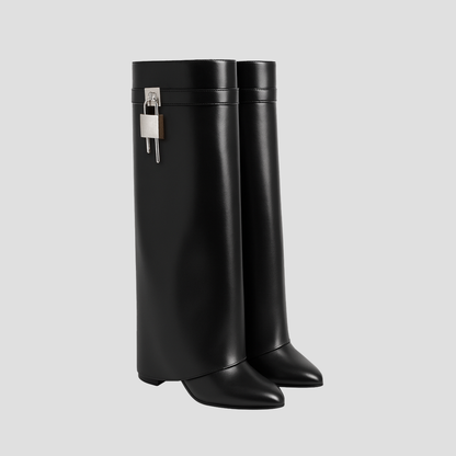 VogeLuxe | Women’s Fold-Over Leather Knee-High Boots 3