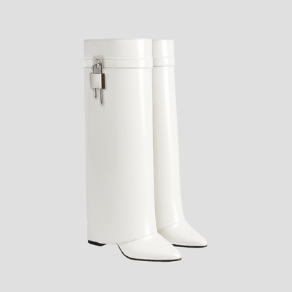 VogeLuxe | Women’s Fold-Over Leather Knee-High Boots 4