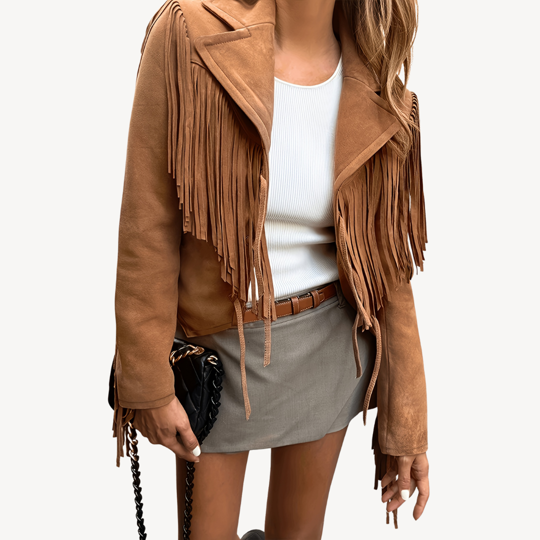 VogeLuxe | Women’s Fringe Suede Tassel Jacket 0