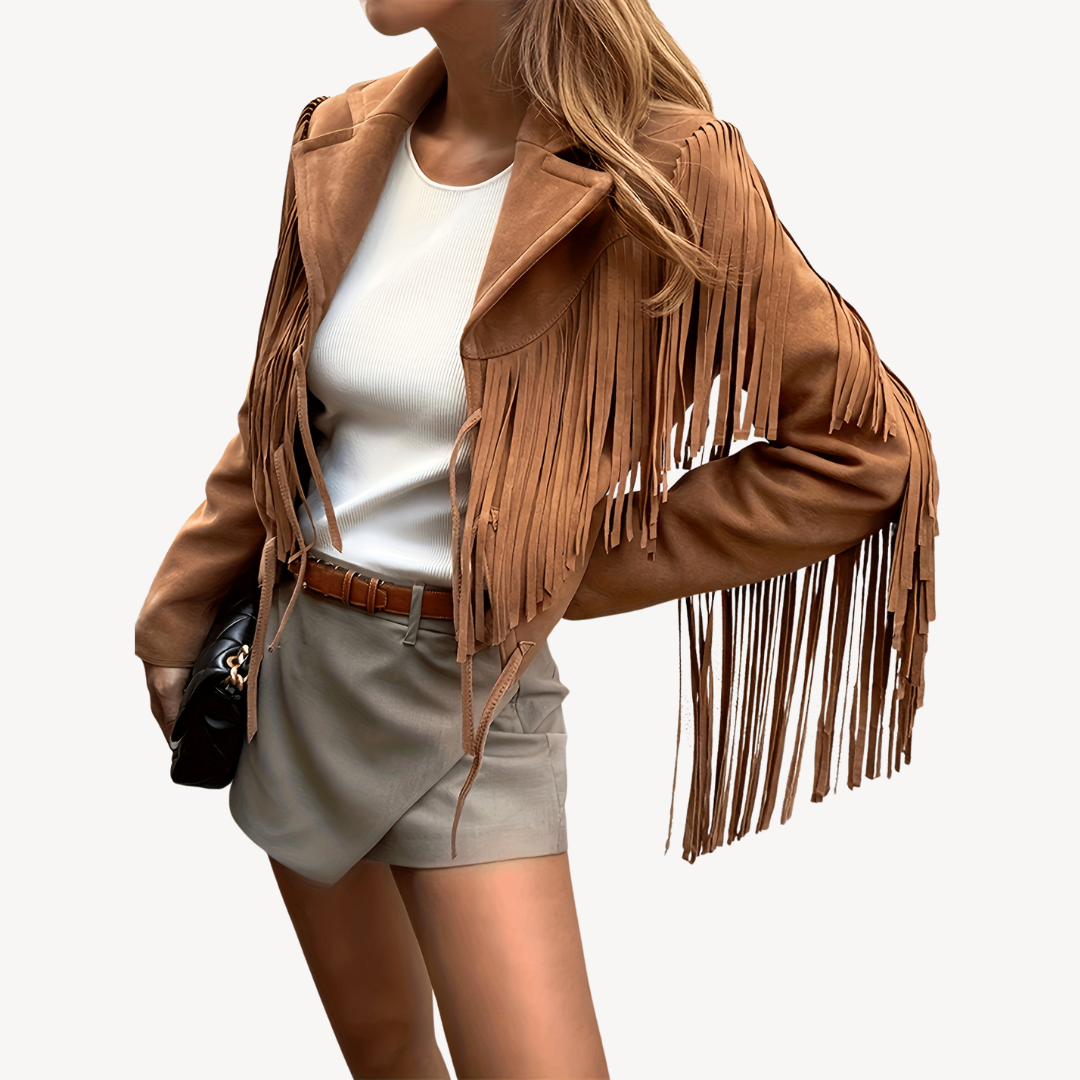 VogeLuxe | Women’s Fringe Suede Tassel Jacket 1