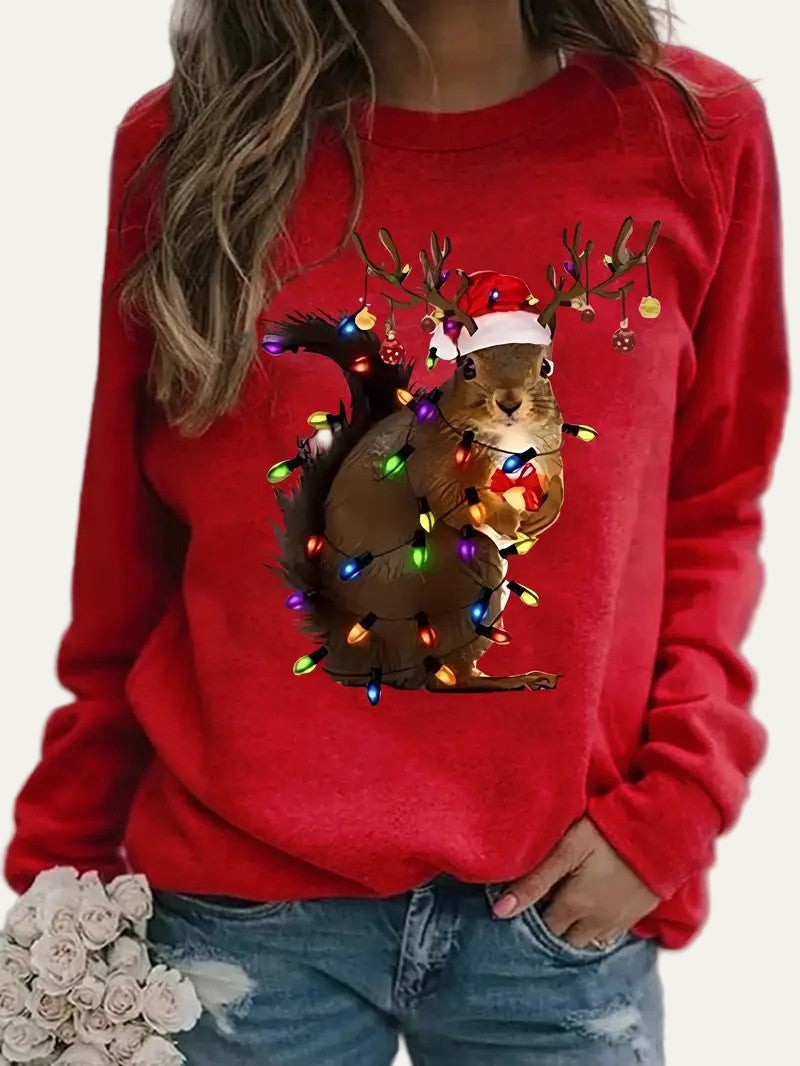 VogeLuxe | Women’s Funny Squirrel Christmas Sweatshirt 0