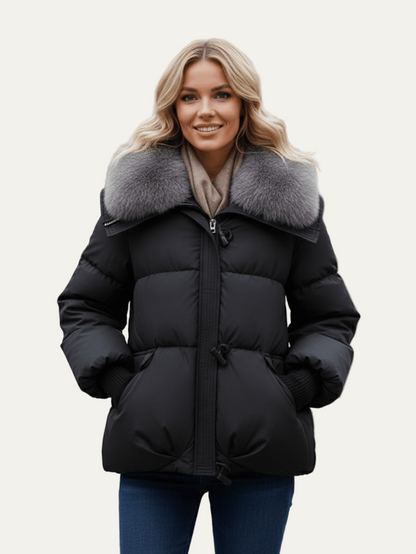 VogeLuxe | Women’s Fur Collar Cropped Puffer Jacket 0