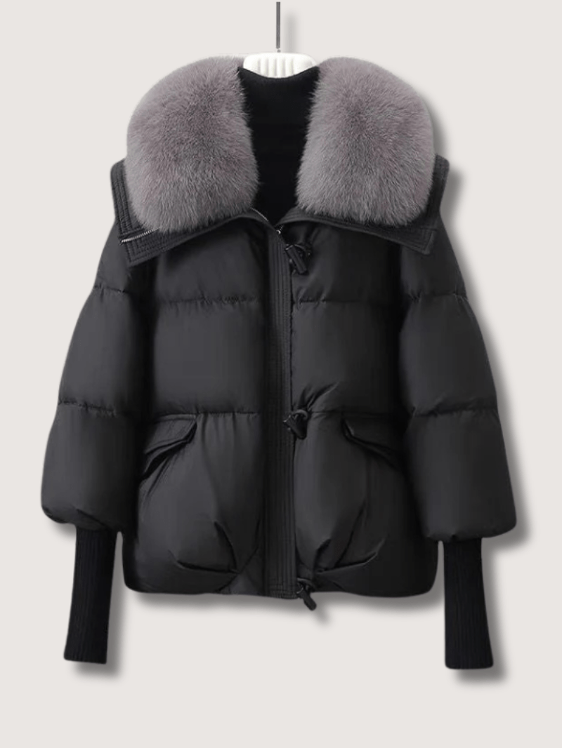 VogeLuxe | Women’s Fur Collar Cropped Puffer Jacket 1