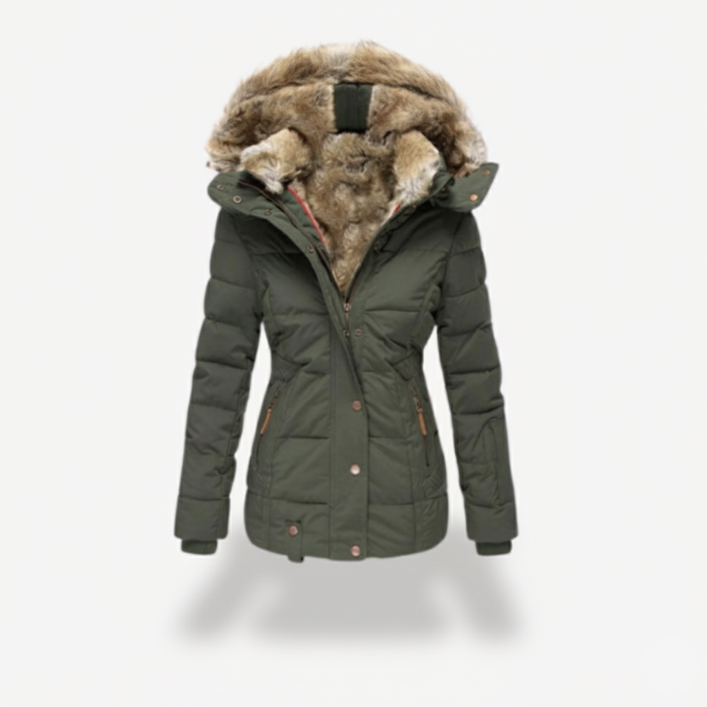 VogeLuxe | Women’s Fur Collar Hooded Winter Coat 2
