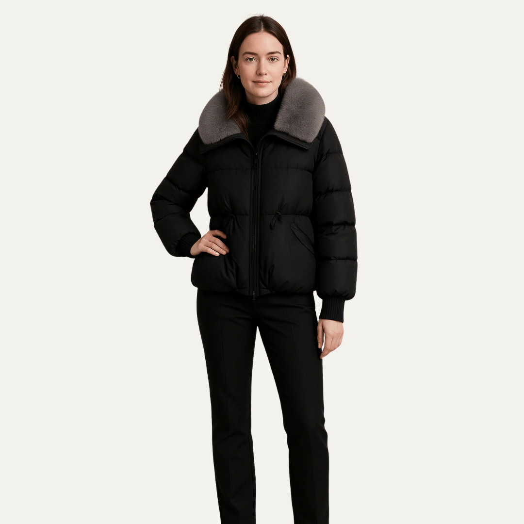 VogeLuxe | Women’s Fur Quilted Cropped Puffer Jacket 0