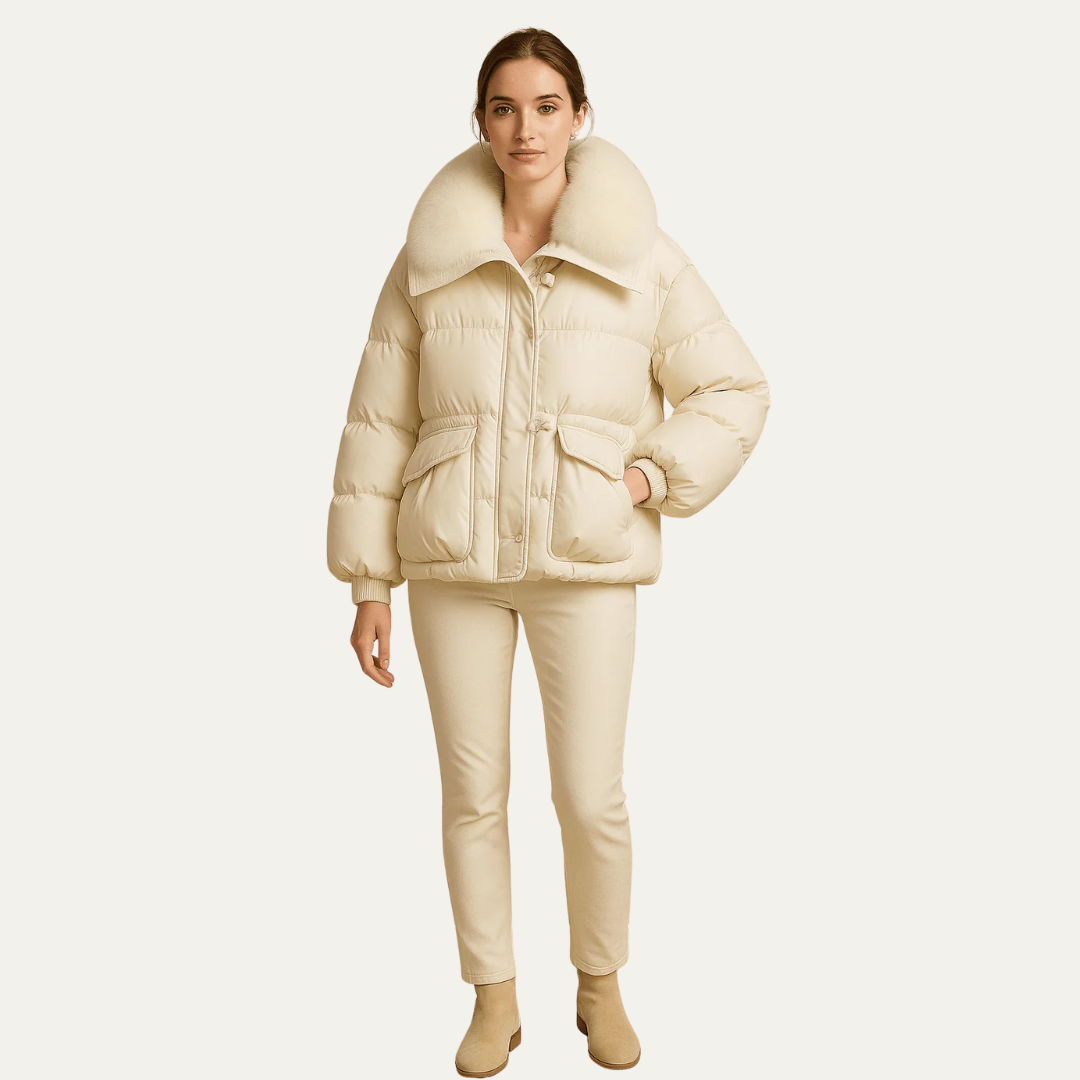 VogeLuxe | Women’s Fur Quilted Cropped Puffer Jacket 1