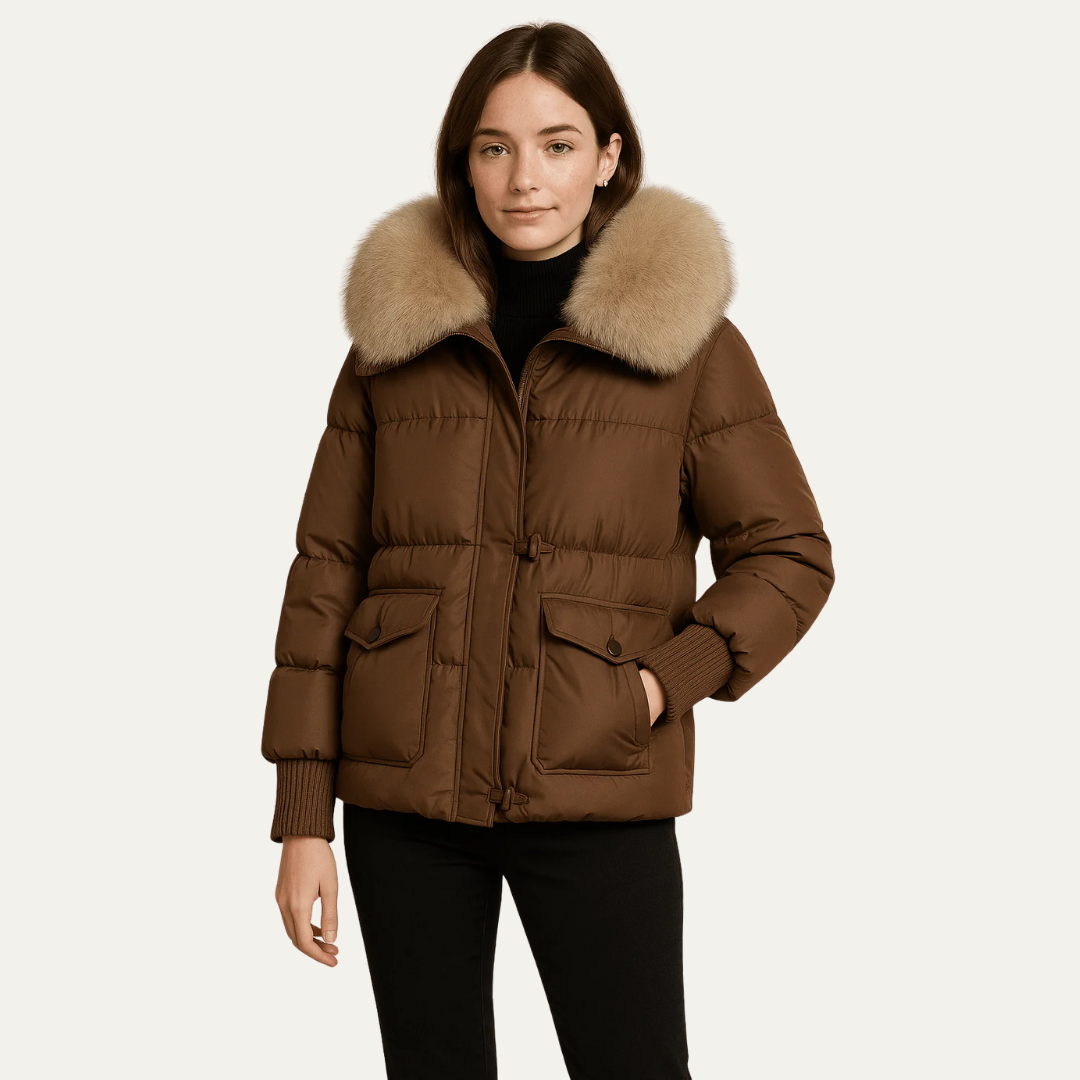VogeLuxe | Women’s Fur Quilted Cropped Puffer Jacket 2