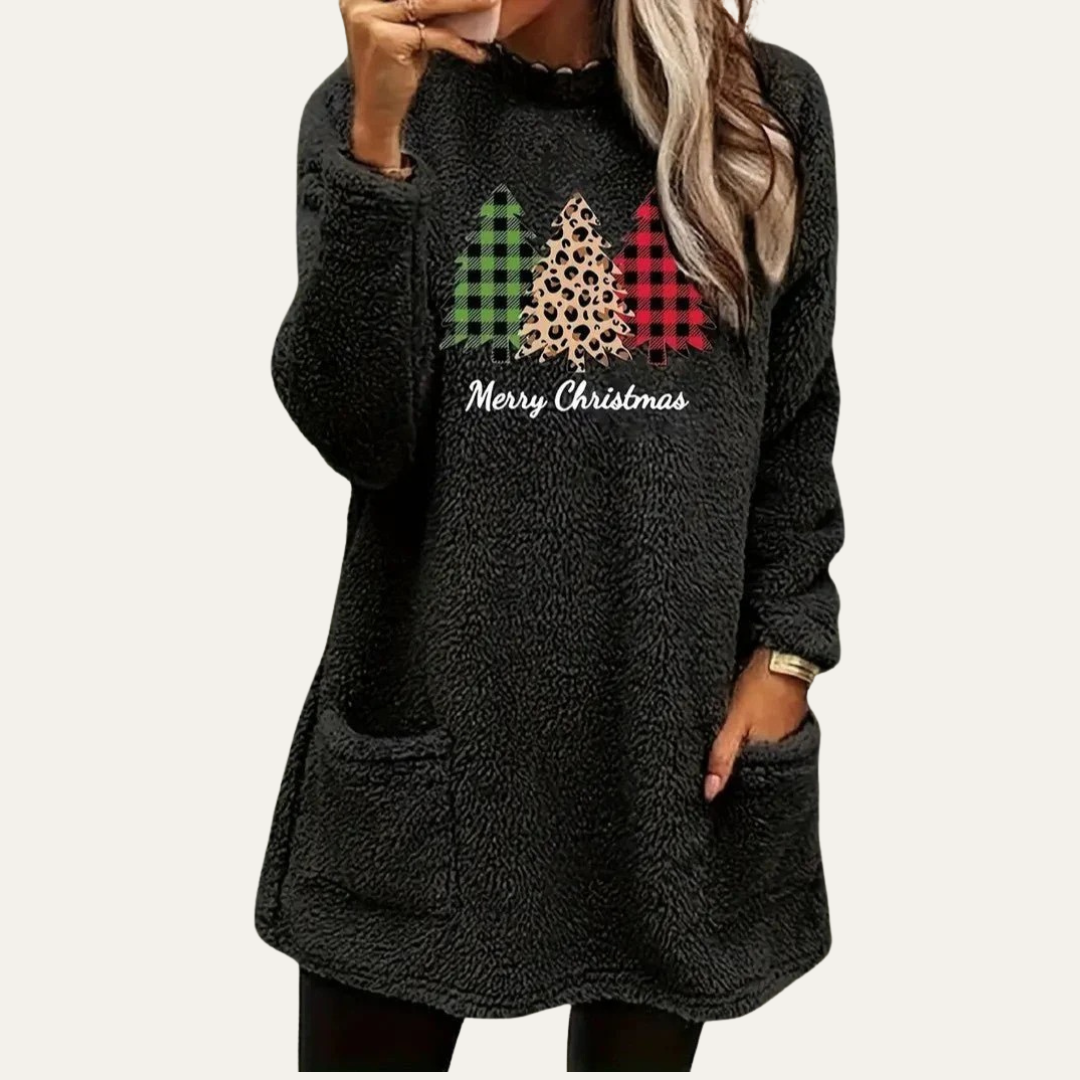 VogeLuxe | Women’s Fuzzy Christmas Tree Sherpa Lounge Top 4