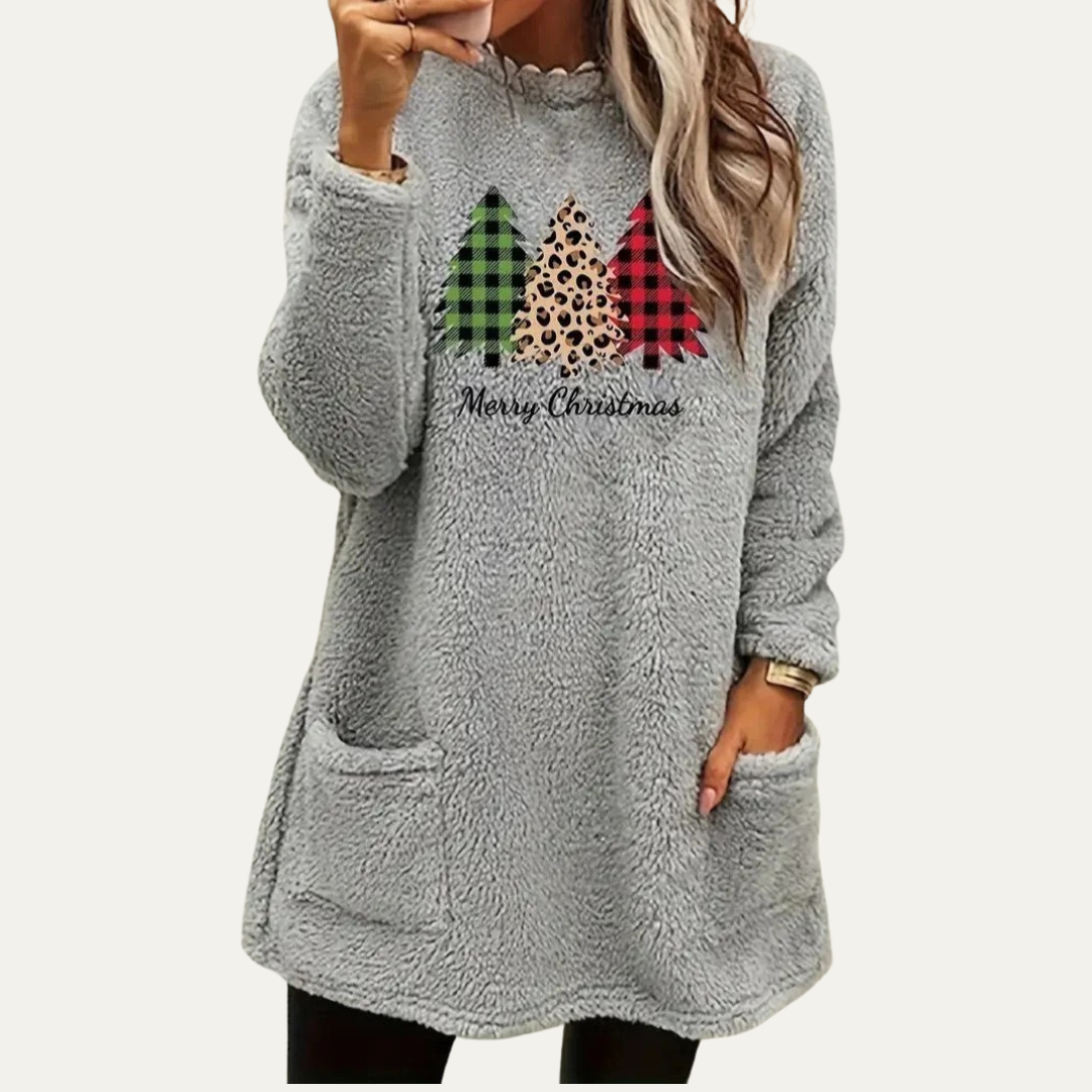 VogeLuxe | Women’s Fuzzy Christmas Tree Sherpa Lounge Top 5