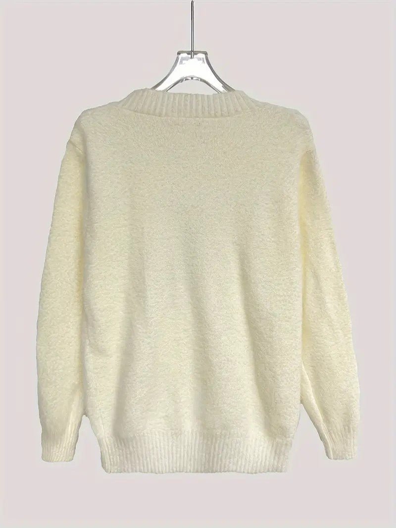 VogeLuxe | Women’s Fuzzy Deer Embroidered Mock Turtleneck 5