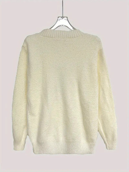 VogeLuxe | Women’s Fuzzy Deer Embroidered Mock Turtleneck 5