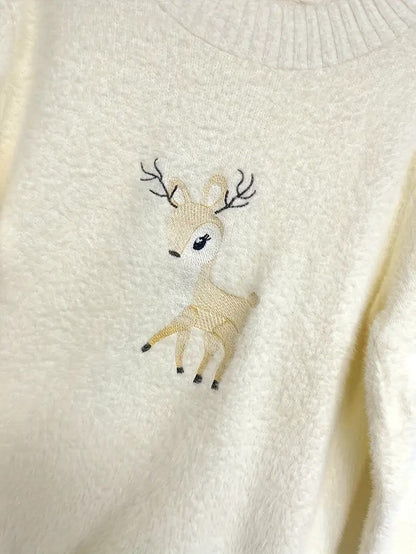 VogeLuxe | Women’s Fuzzy Deer Embroidered Mock Turtleneck 7