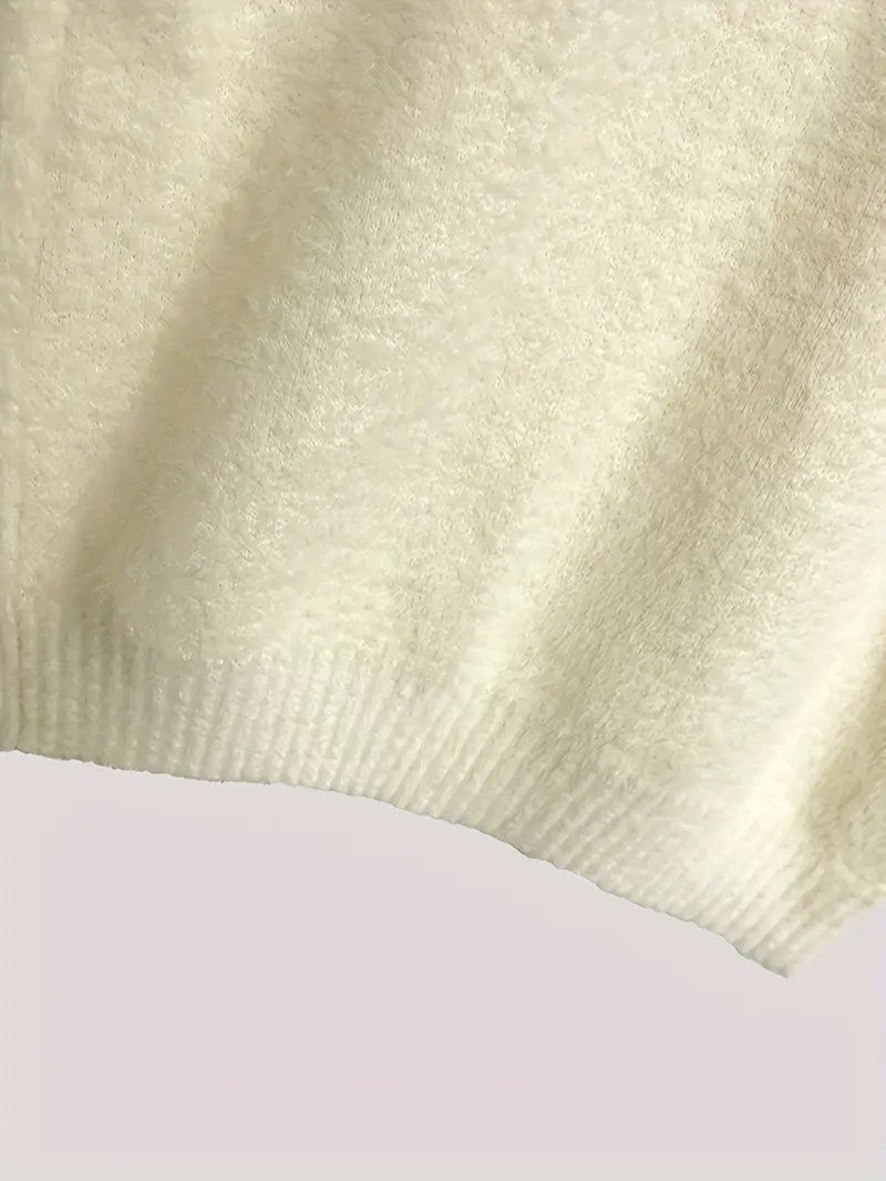 VogeLuxe | Women’s Fuzzy Deer Embroidered Mock Turtleneck 8