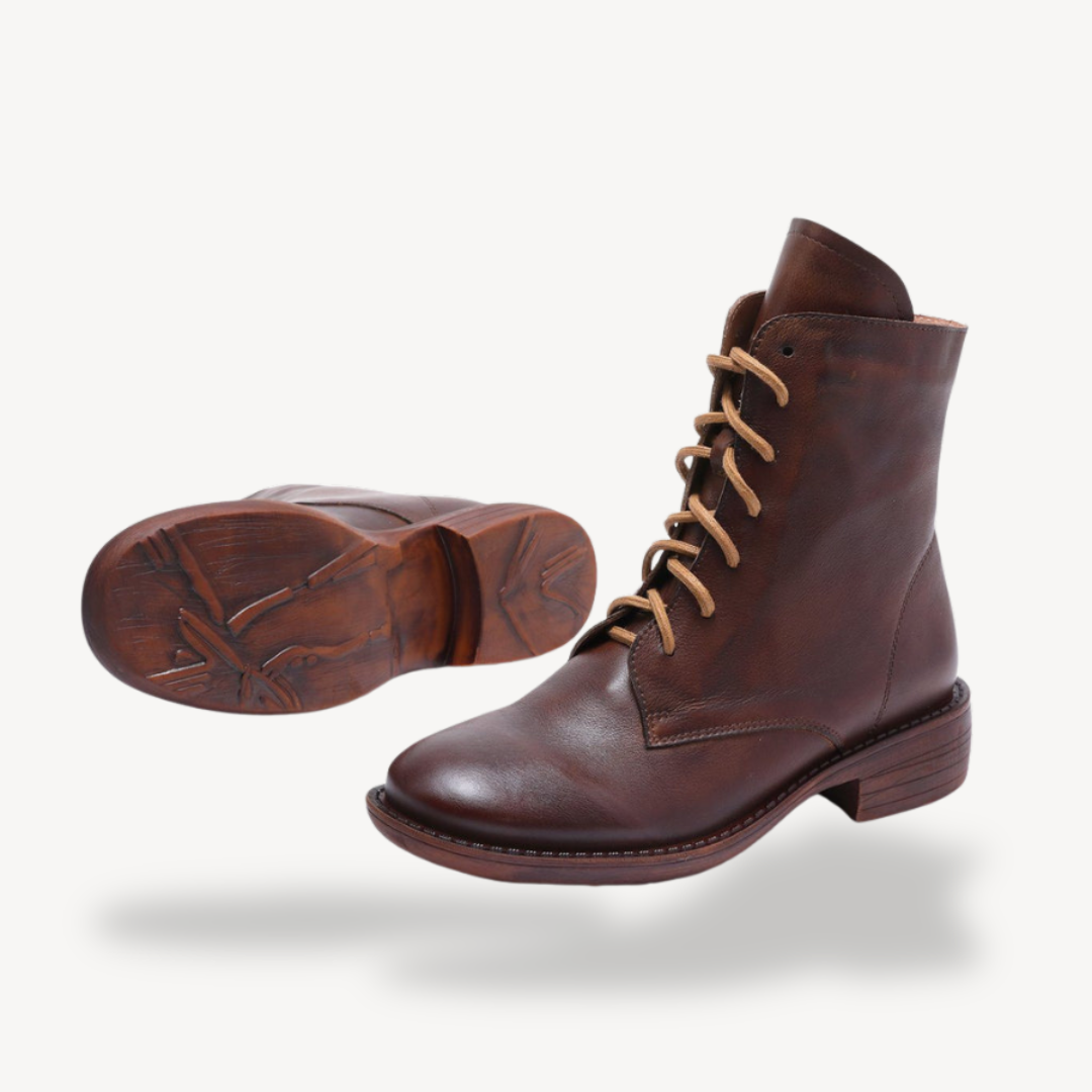 VogeLuxe | Women’s Genuine Leather Lace-Up Ankle Boots 1