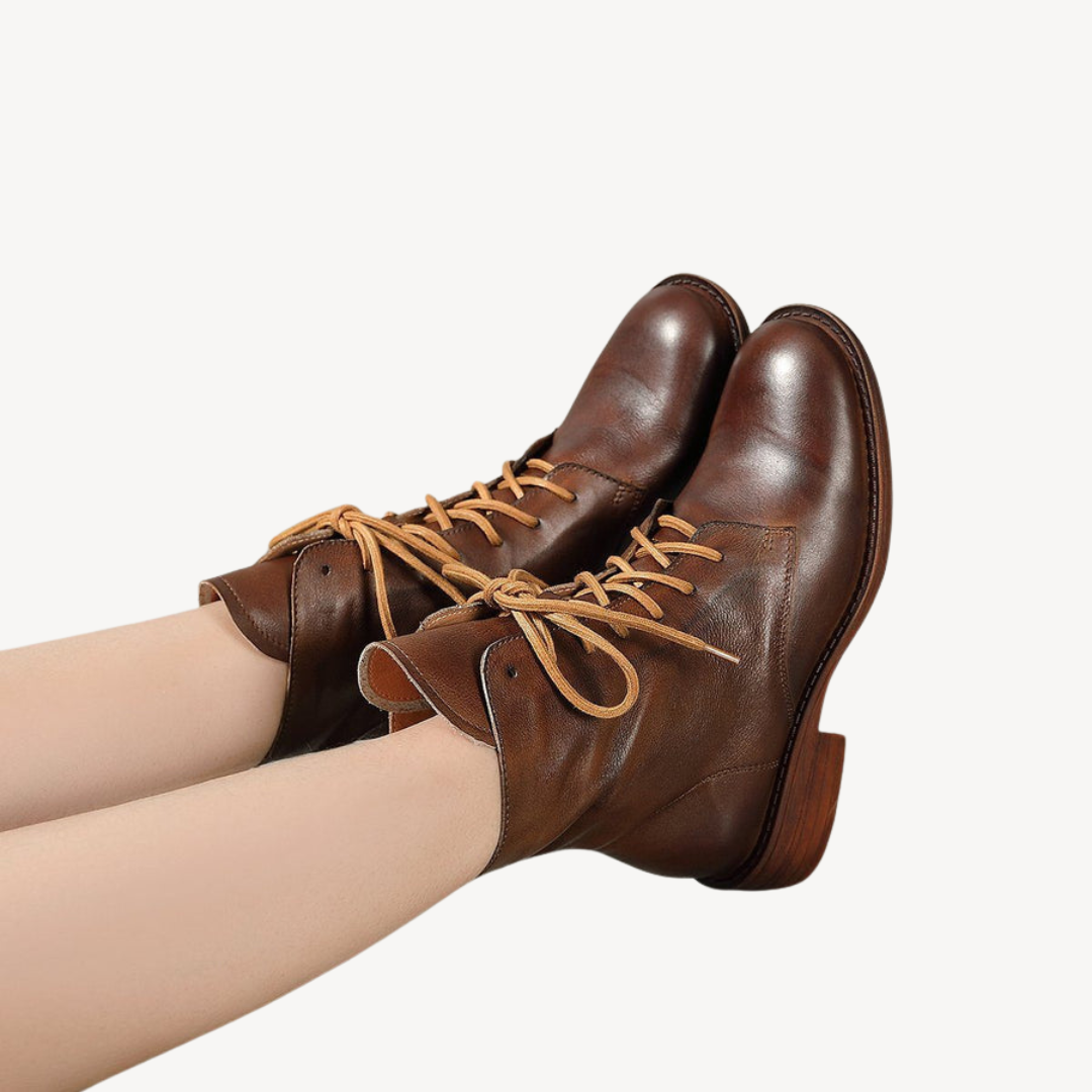 VogeLuxe | Women’s Genuine Leather Lace-Up Ankle Boots 2