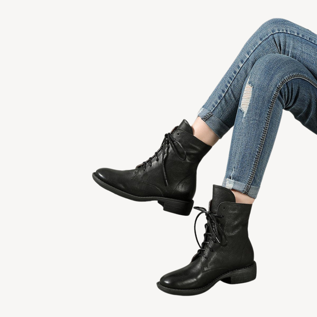 VogeLuxe | Women’s Genuine Leather Lace-Up Ankle Boots 4