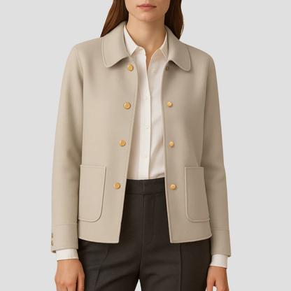 VogeLuxe | Women’s Gold-Button Cropped Blazer Jacket 0