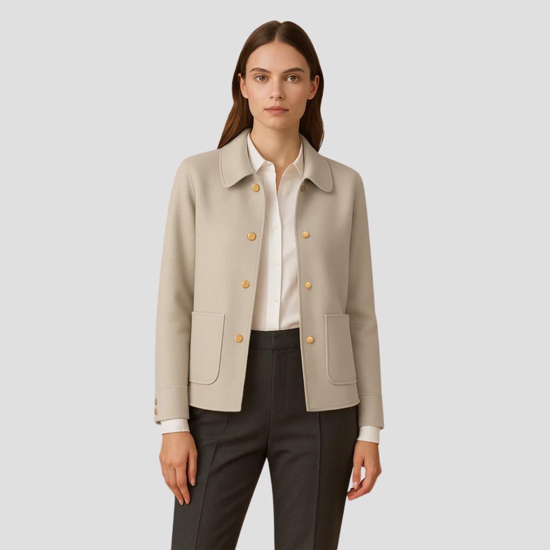 VogeLuxe | Women’s Gold-Button Cropped Blazer Jacket 2