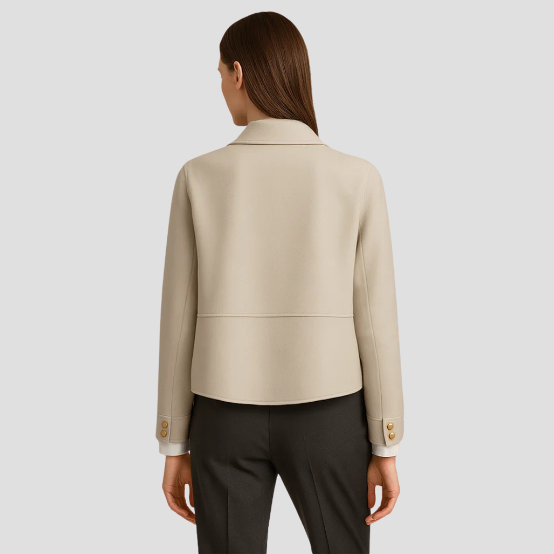 VogeLuxe | Women’s Gold-Button Cropped Blazer Jacket 3