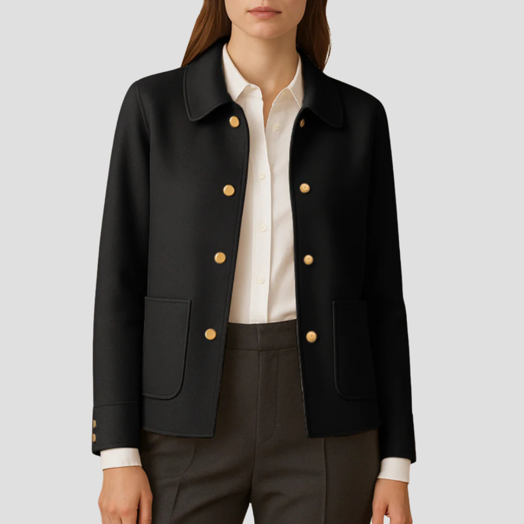 VogeLuxe | Women’s Gold-Button Cropped Blazer Jacket 4