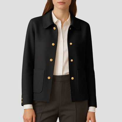 VogeLuxe | Women’s Gold-Button Cropped Blazer Jacket 4