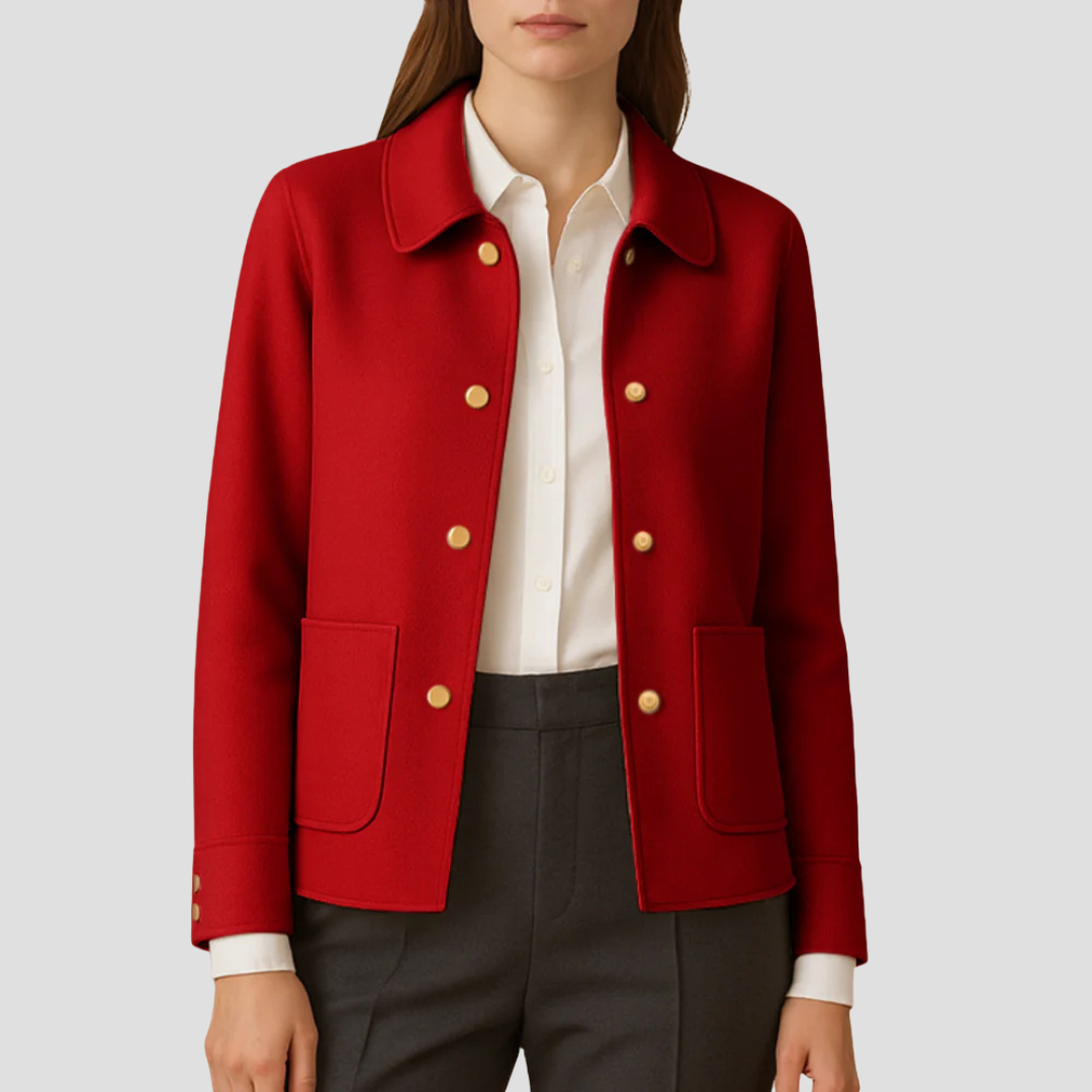 VogeLuxe | Women’s Gold-Button Cropped Blazer Jacket 5