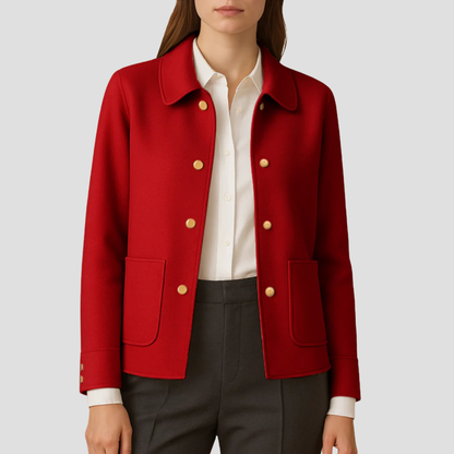 VogeLuxe | Women’s Gold-Button Cropped Blazer Jacket 5