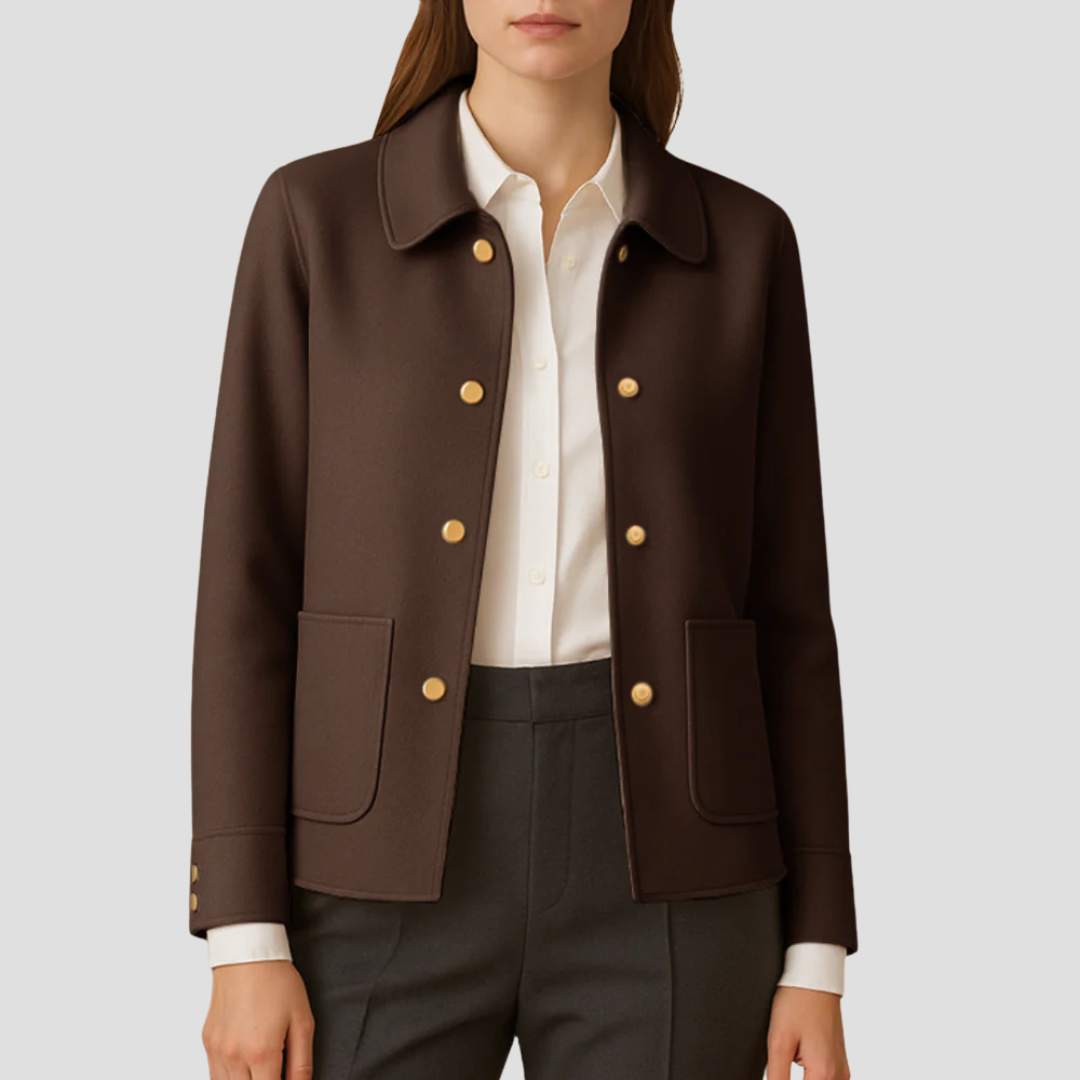 VogeLuxe | Women’s Gold-Button Cropped Blazer Jacket 6