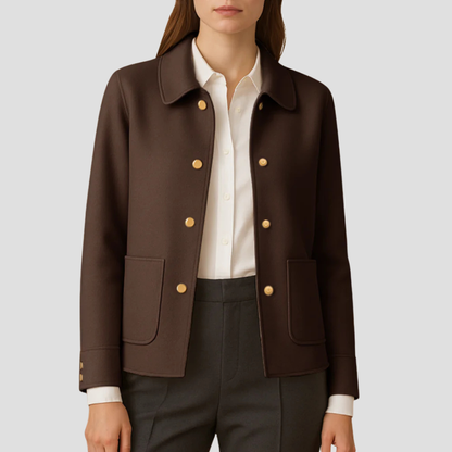 VogeLuxe | Women’s Gold-Button Cropped Blazer Jacket 6