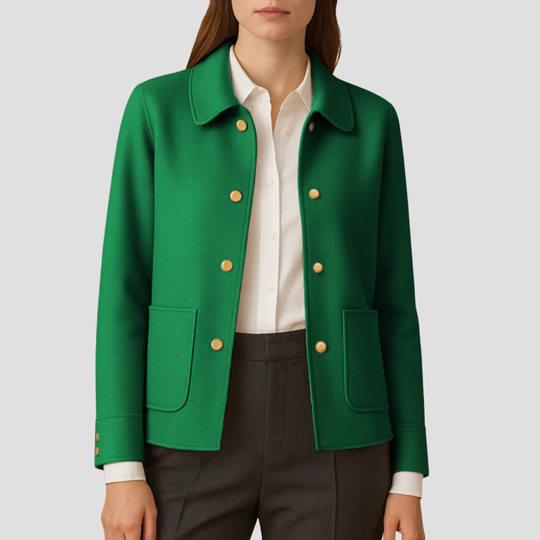 VogeLuxe | Women’s Gold-Button Cropped Blazer Jacket 7