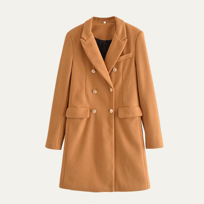 VogeLuxe | Women’s Gold-Button Double-Breasted Coat 0