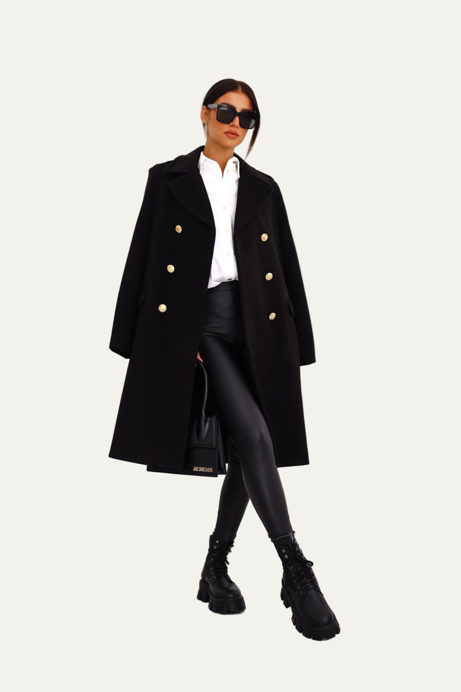 VogeLuxe | Women’s Gold-Button Long Double-Breasted Coat 0