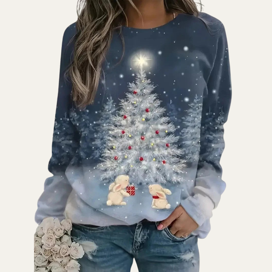 VogeLuxe | Women’s Golden Christmas Tree Raglan Sweatshirt 0