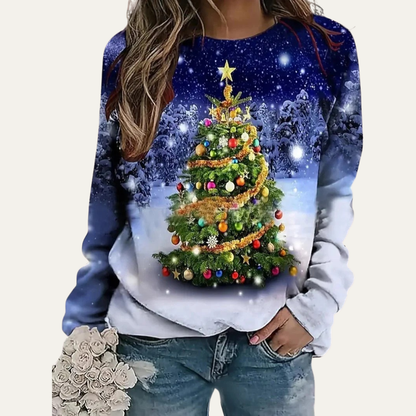 VogeLuxe | Women’s Golden Christmas Tree Raglan Sweatshirt 10