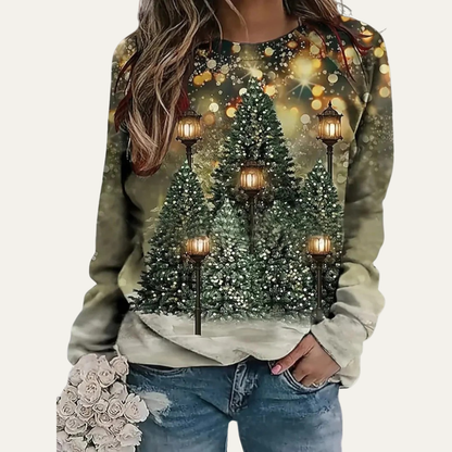 VogeLuxe | Women’s Golden Christmas Tree Raglan Sweatshirt 11