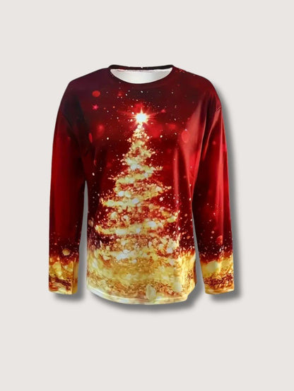 VogeLuxe | Women’s Golden Christmas Tree Raglan Sweatshirt 4
