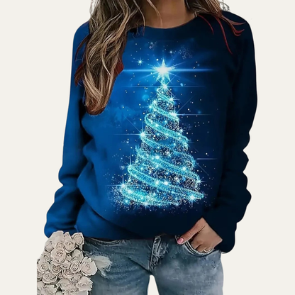 VogeLuxe | Women’s Golden Christmas Tree Raglan Sweatshirt 9