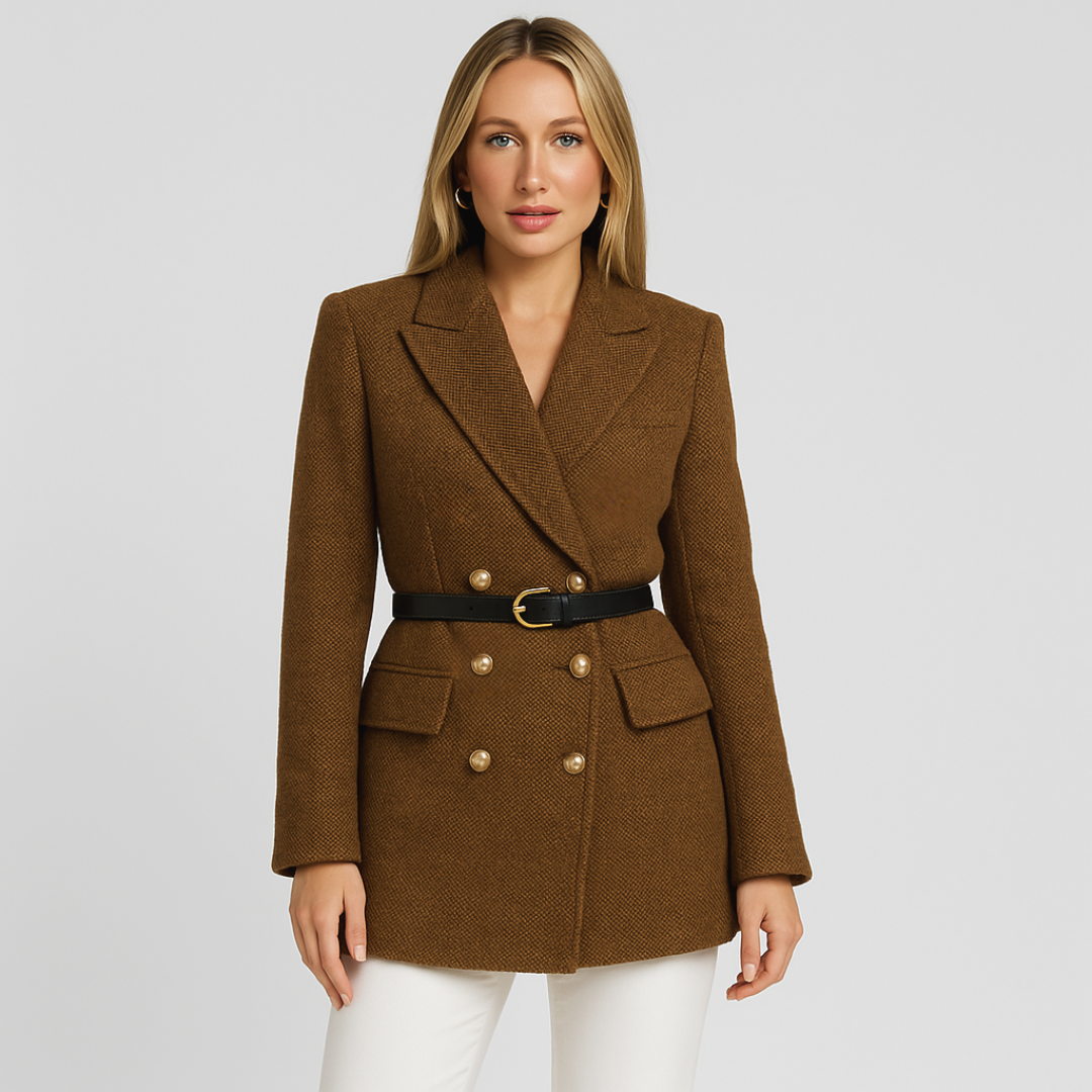 VogeLuxe | Women’s Herringbone Belted Blazer Coat 2