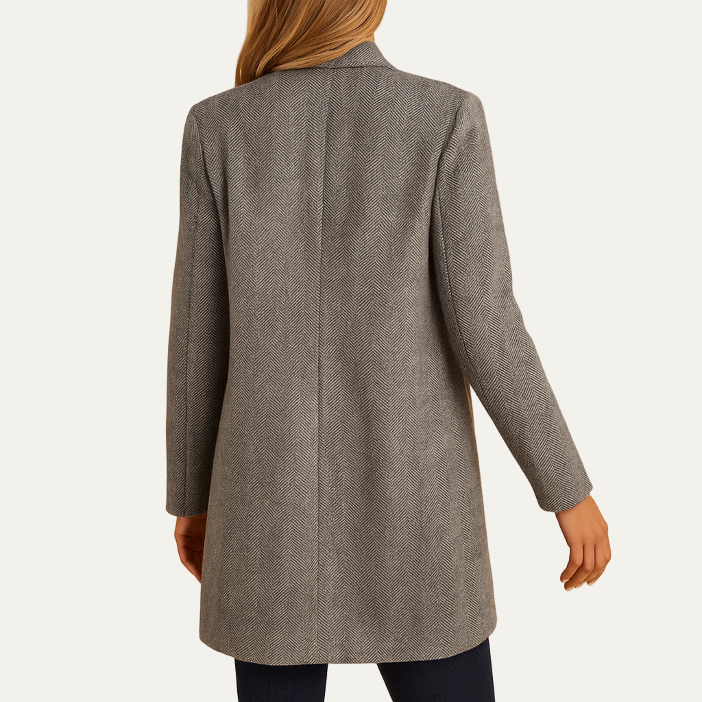 VogeLuxe | Women’s Herringbone Long-Line Open-Front Jacket 1