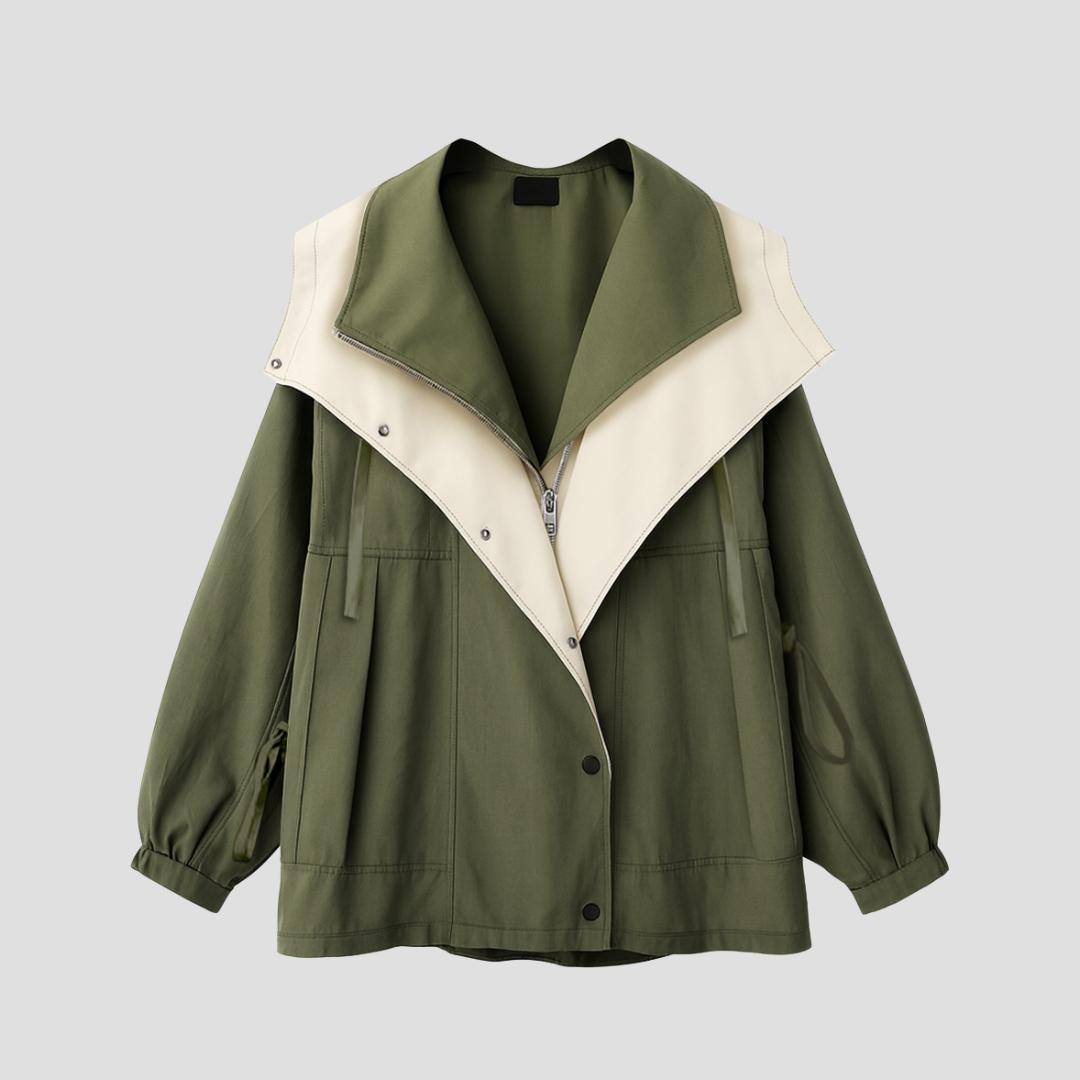 VogeLuxe | Women’s High-Collar Cape Lapel Short Coat 1