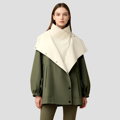 VogeLuxe | Women’s High-Collar Cape Lapel Short Coat 2