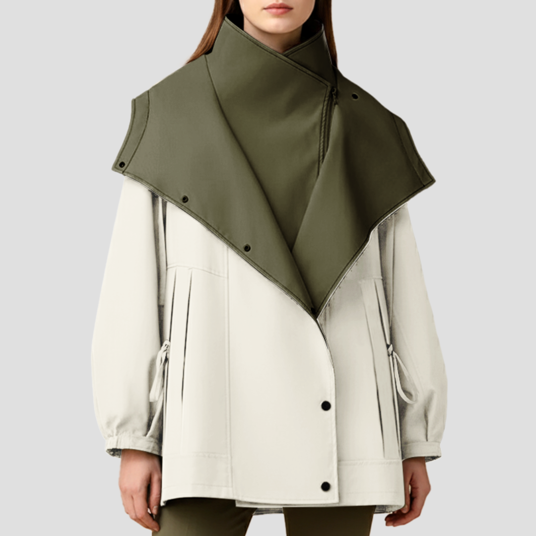 VogeLuxe | Women’s High-Collar Cape Lapel Short Coat 4