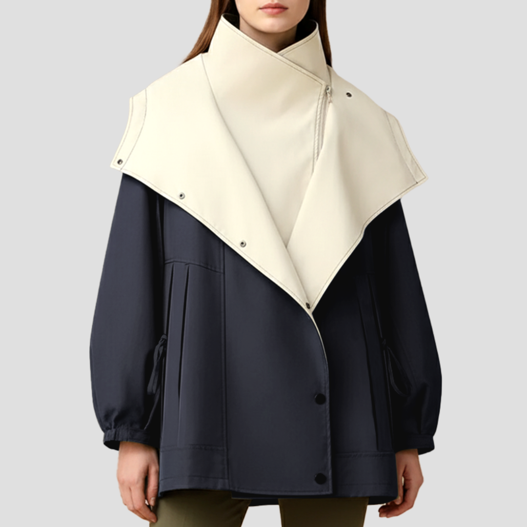 VogeLuxe | Women’s High-Collar Cape Lapel Short Coat 5